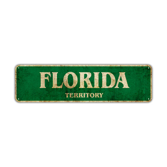 Florida Territory Vintage Retro Street Sign Rustic Metal Aluminum Decor Wall Shop Man Cave Bar Gift