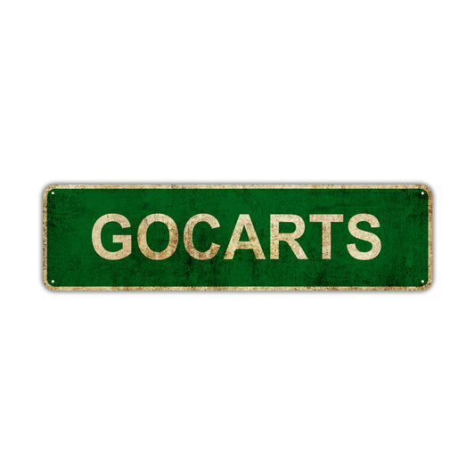 Gocarts Vintage Retro Street Sign Rustic Metal Aluminum Decor Wall Shop Man Cave Bar Gift