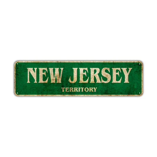 New Jersey Territory Vintage Retro Street Sign Rustic Metal Aluminum Decor Wall Shop Man Gift