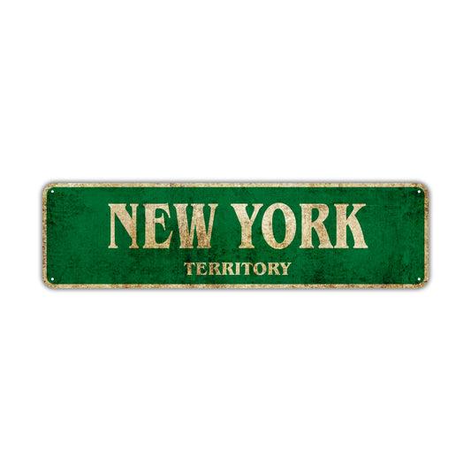New York Territory Vintage Retro Street Sign Rustic Metal Aluminum Decor Wall Shop Man Gift