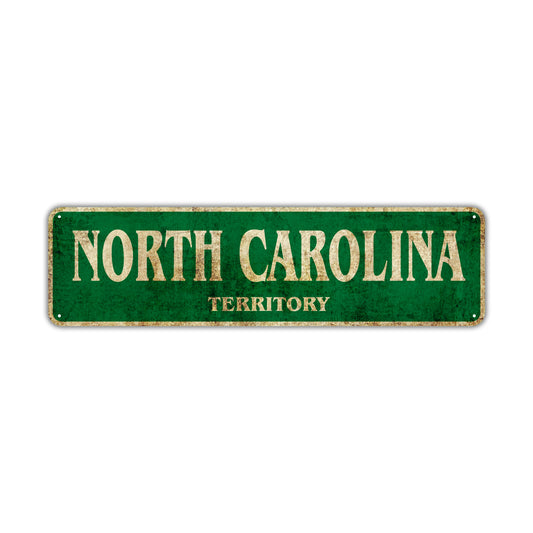 North Carolina Territory Vintage Retro Street Sign Rustic Metal Aluminum Decor Wall Shop Gift