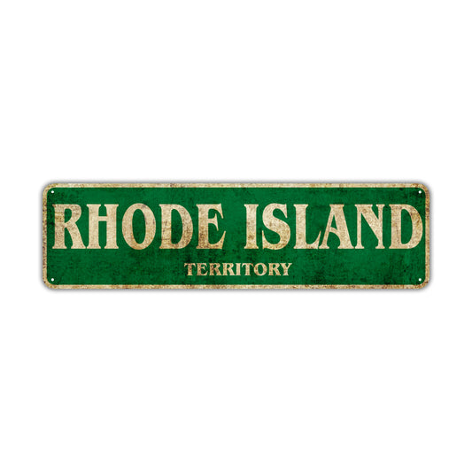 Rhode Island Territory Vintage Retro Street Sign Rustic Metal Aluminum Decor Wall Man Shop Gift