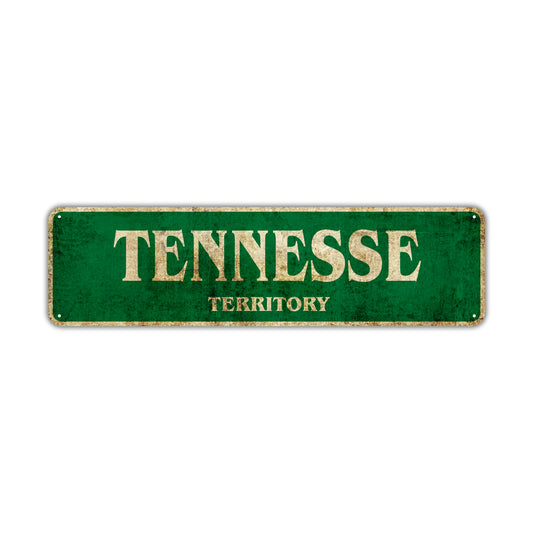 Tennessee Territory Vintage Retro Street Sign Rustic Metal Aluminum Decor Wall Man Shop Gift