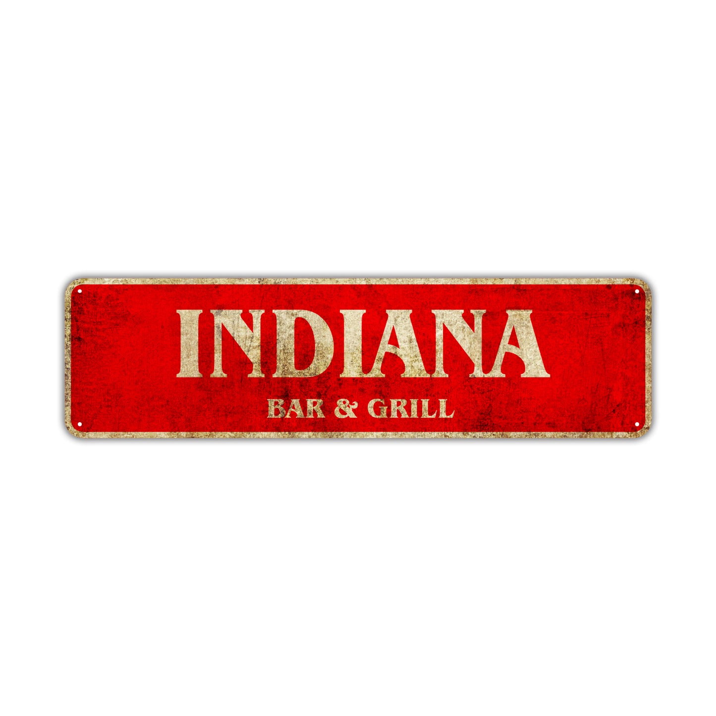 Indiana Bar & Grill Vintage Retro Street Sign Rustic Metal Aluminum Decor Wall Man Shop Gift