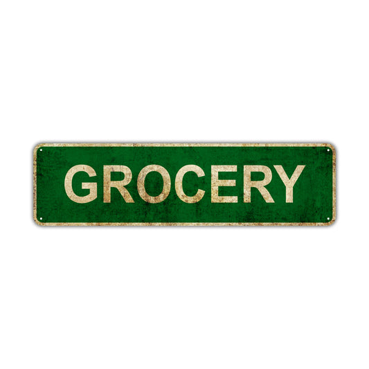 Grocery Vintage Retro Street Sign Rustic Metal Aluminum Decor Wall Man Shop Cave Bar Gift