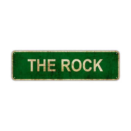 The Rock Vintage Retro Street Novelty Sign Rustic Metal Aluminum Decor Wall Man Shop Cave Bar Gift
