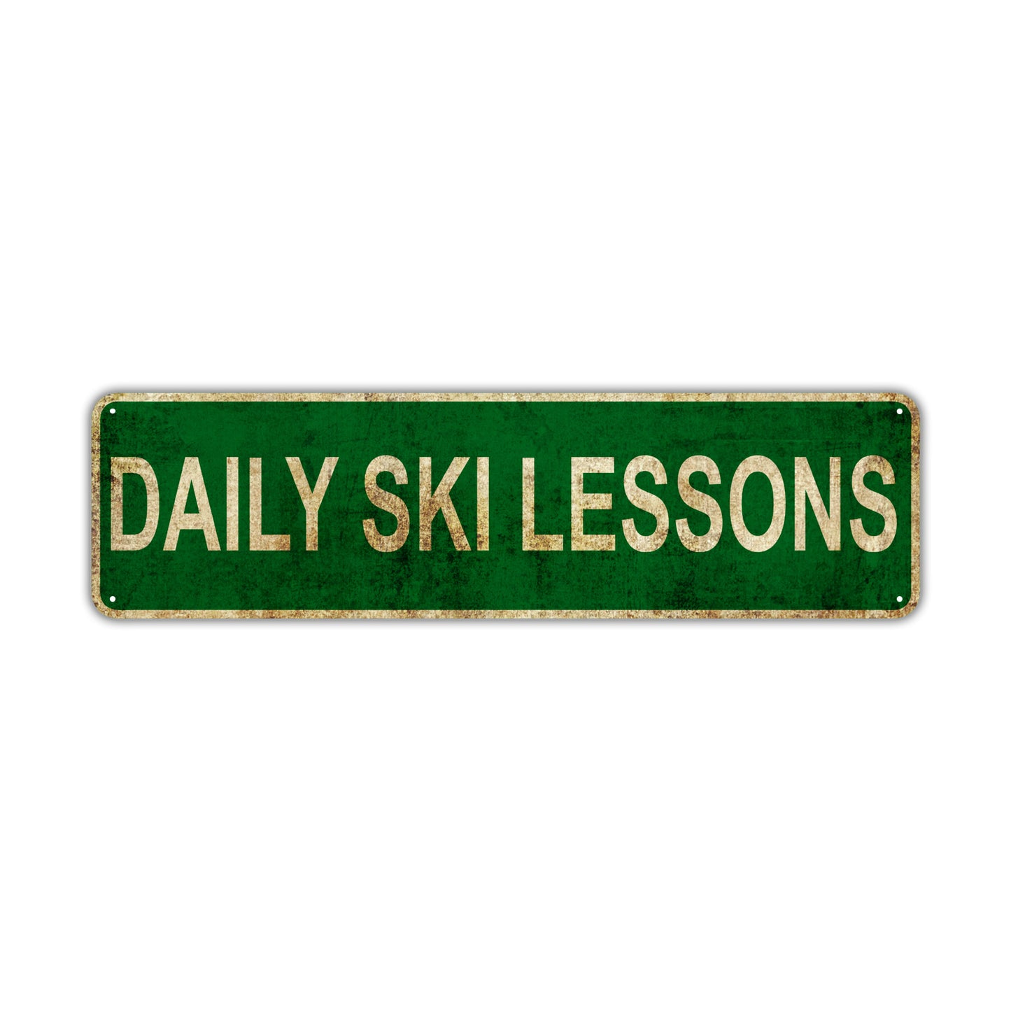 Daily Ski Lessons Vintage Retro Street Novelty Sign Rustic Metal Aluminum Decor Wall Man Shop Cave Bar Gift