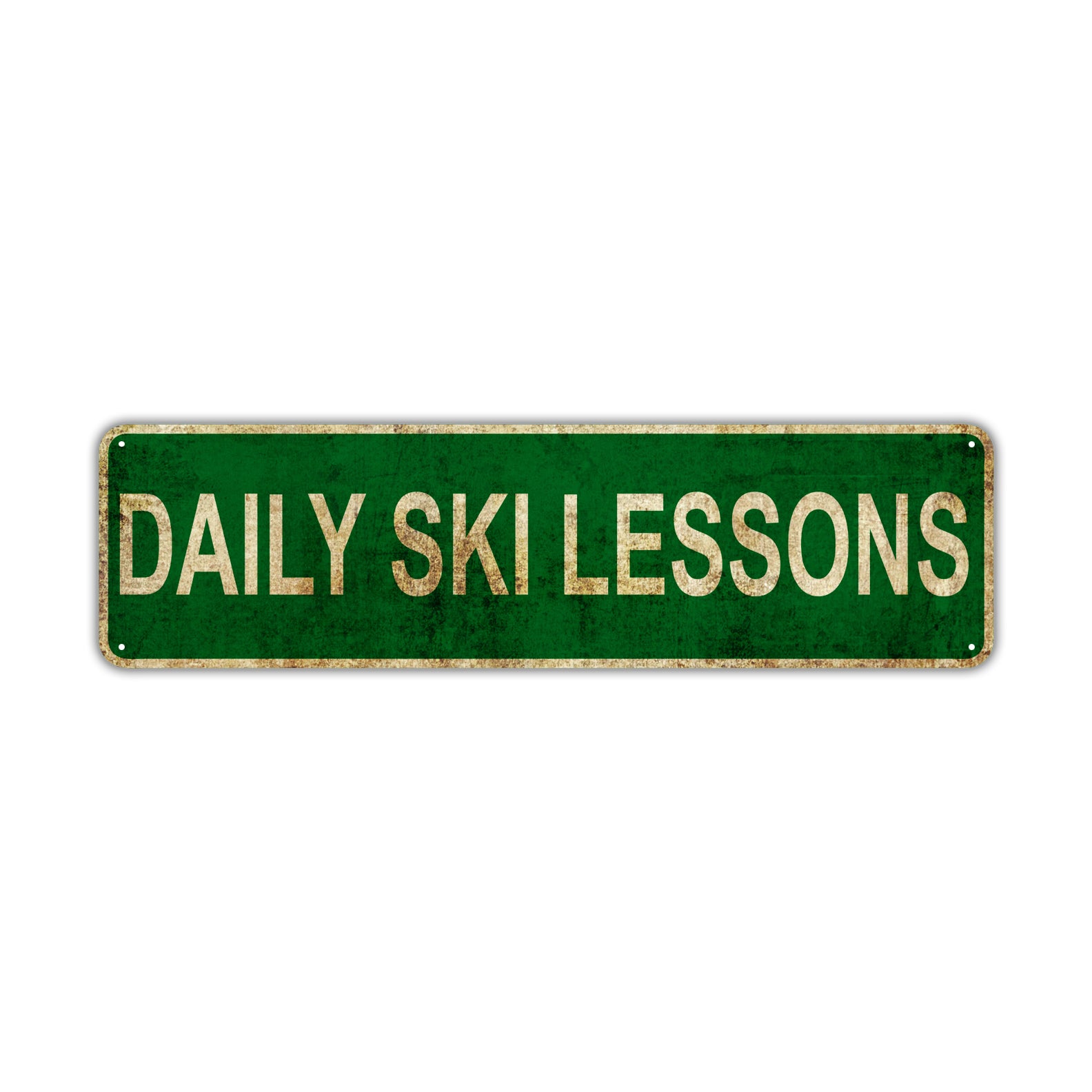 Daily Ski Lessons Vintage Retro Street Novelty Sign Rustic Metal Aluminum Decor Wall Man Shop Cave Bar Gift