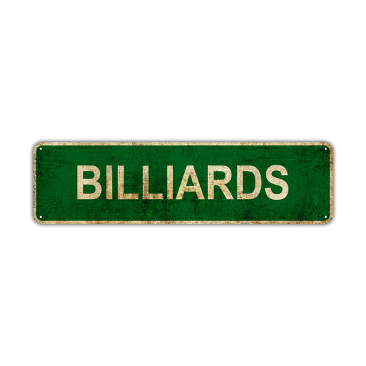 Billiards Vintage Retro Street Novelty Sign Rustic Metal Aluminum Decor Wall Man Shop Cave Bar Gift