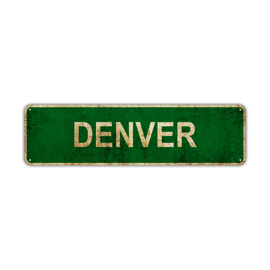 Denver Vintage Retro Street Novelty Sign Rustic Metal Aluminum Decor Wall Man Shop Cave Bar Gift