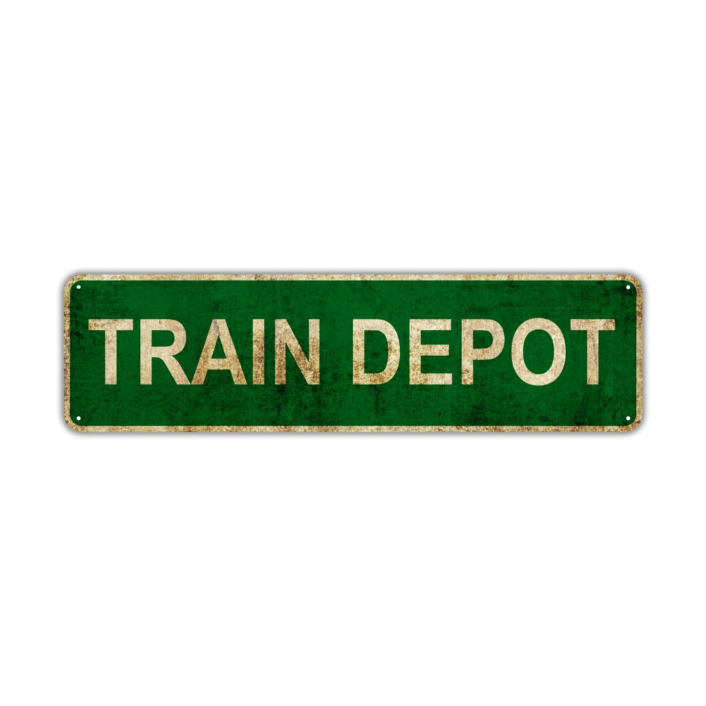 Train Depot Vintage Retro Street Novelty Sign Rustic Metal Aluminum Decor Wall Man Shop Cave Bar Gift