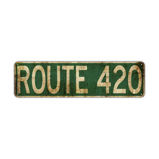 Route 420 Vintage Retro Street Novelty Sign Rustic Metal Aluminum Decor Wall Man Shop Cave Bar Gift