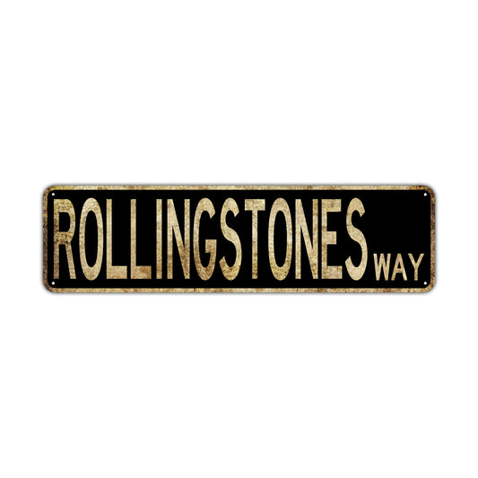 Rolling Stones Way Vintage Retro Street Novelty Sign Rustic Metal Aluminum Decor Wall Man Shop Cave Bar Gift
