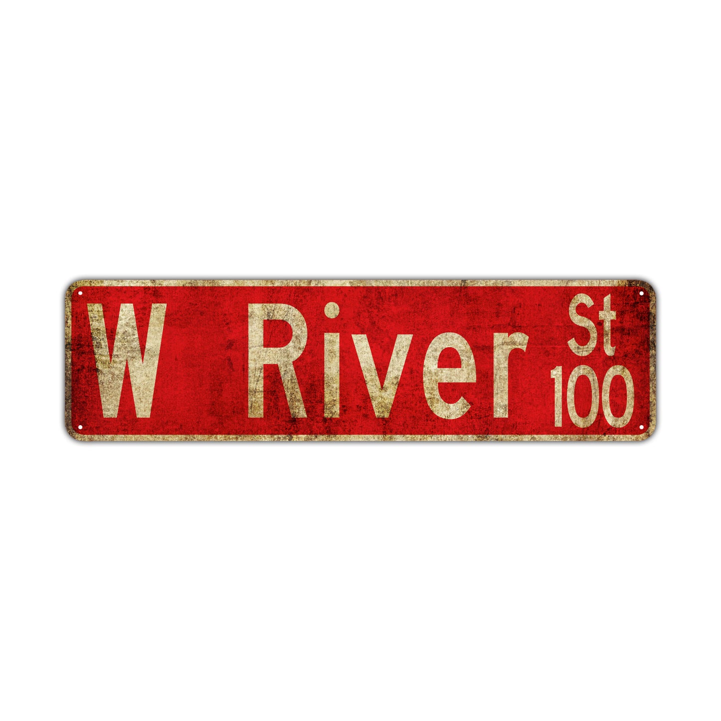 W River 100 St Vintage Retro Street Novelty Sign Rustic Metal Aluminum Decor Wall Man Shop Cave Bar Gift