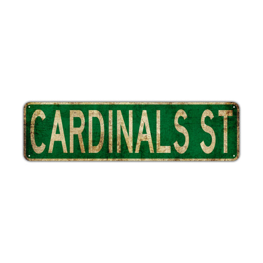 Cardinals St Vintage Retro Street Novelty Sign Rustic Metal Aluminum Decor Wall Man Shop Cave Bar Gift