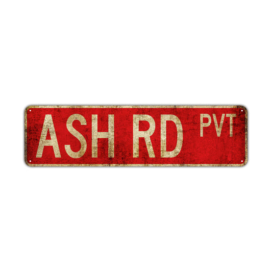 Ash Rd Pvt Vintage Retro Street Novelty Sign Rustic Metal Aluminum Decor Wall Man Shop Cave Bar Gift