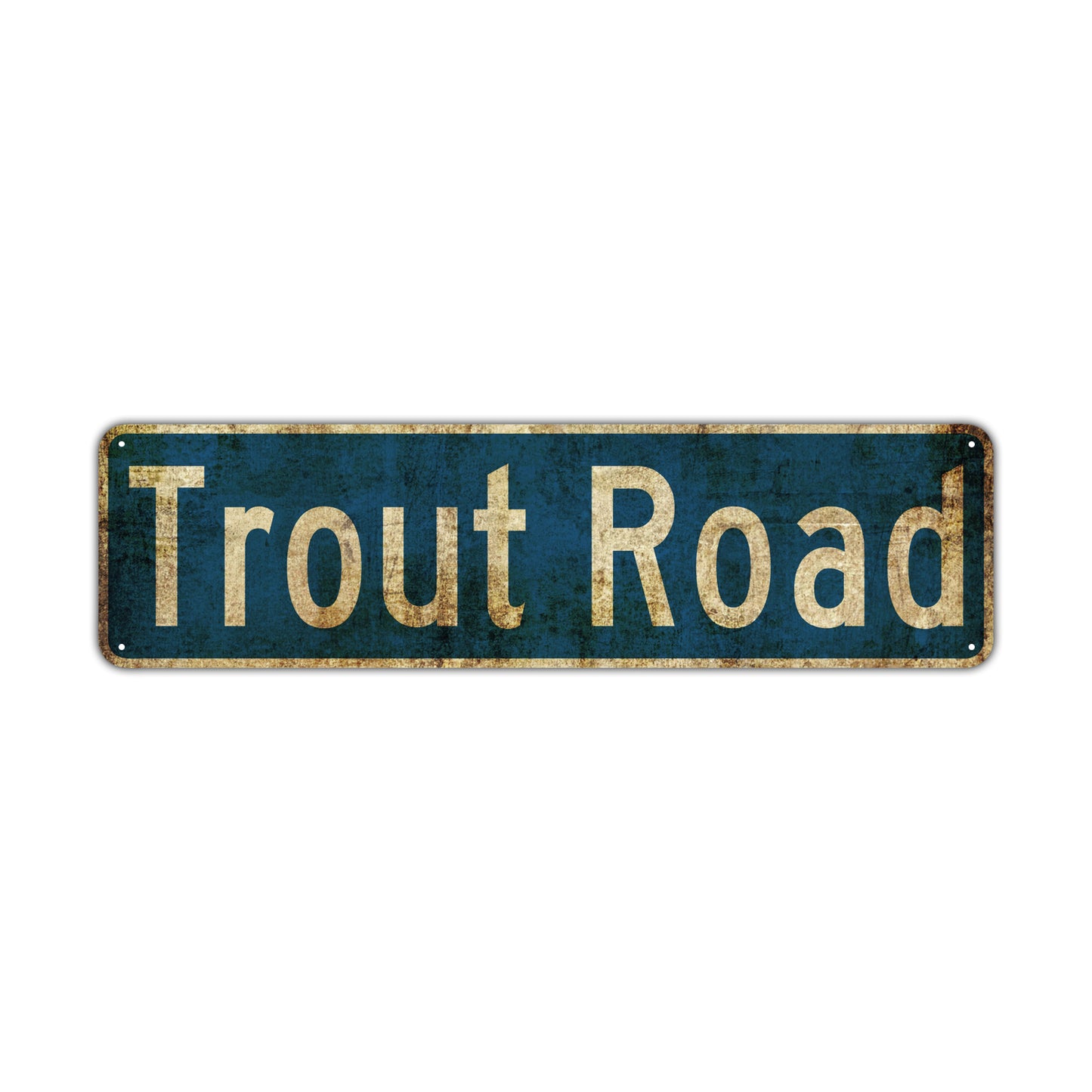 Trout Road Vintage Retro Street Novelty Sign Rustic Metal Aluminum Decor Wall Man Shop Cave Bar Gift