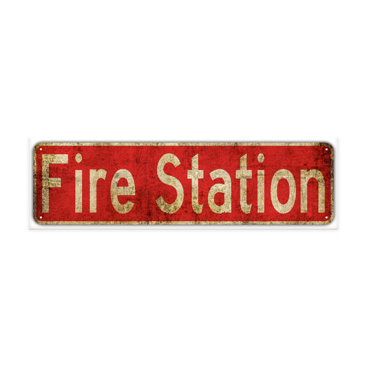 Fire Station Vintage Retro Street Novelty Sign Rustic Metal Aluminum Decor Wall Man Shop Cave Bar Gift