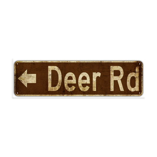 Deer Rd Vintage Retro Street Novelty Sign Rustic Metal Aluminum Decor Wall Man Shop Cave Bar Gift