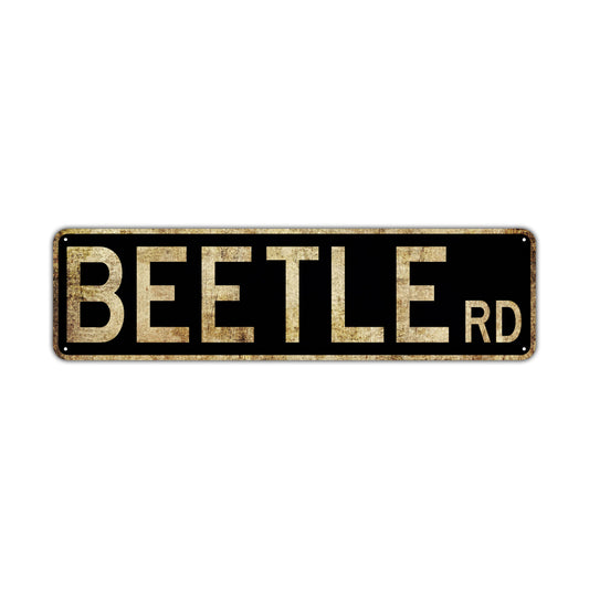 Beetle Rd Vintage Retro Street Novelty Sign Rustic Metal Aluminum Decor Wall Man Shop Cave Bar Gift