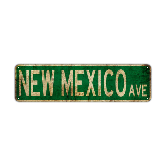 New Mexico Ave Vintage Retro Street Novelty Sign Rustic Metal Aluminum Decor Wall Man Shop Cave Bar Gift