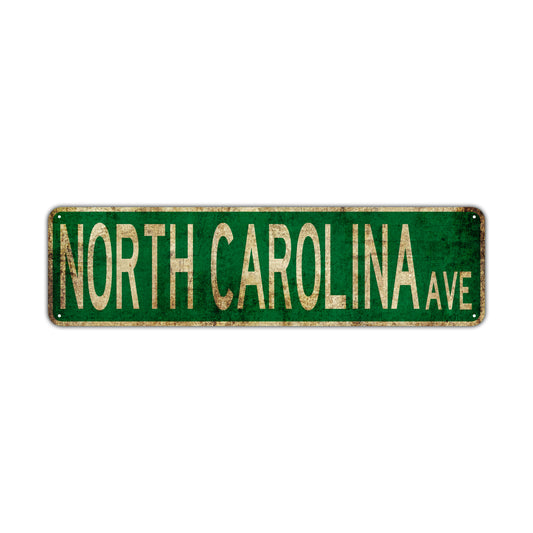 North Carolina Ave Vintage Retro Street Novelty Sign Rustic Metal Aluminum Decor Wall Man Shop Cave Bar Gift