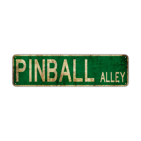 Pinball Alley Vintage Retro Street Novelty Sign Rustic Metal Aluminum Decor Wall Man Shop Cave Bar Gift