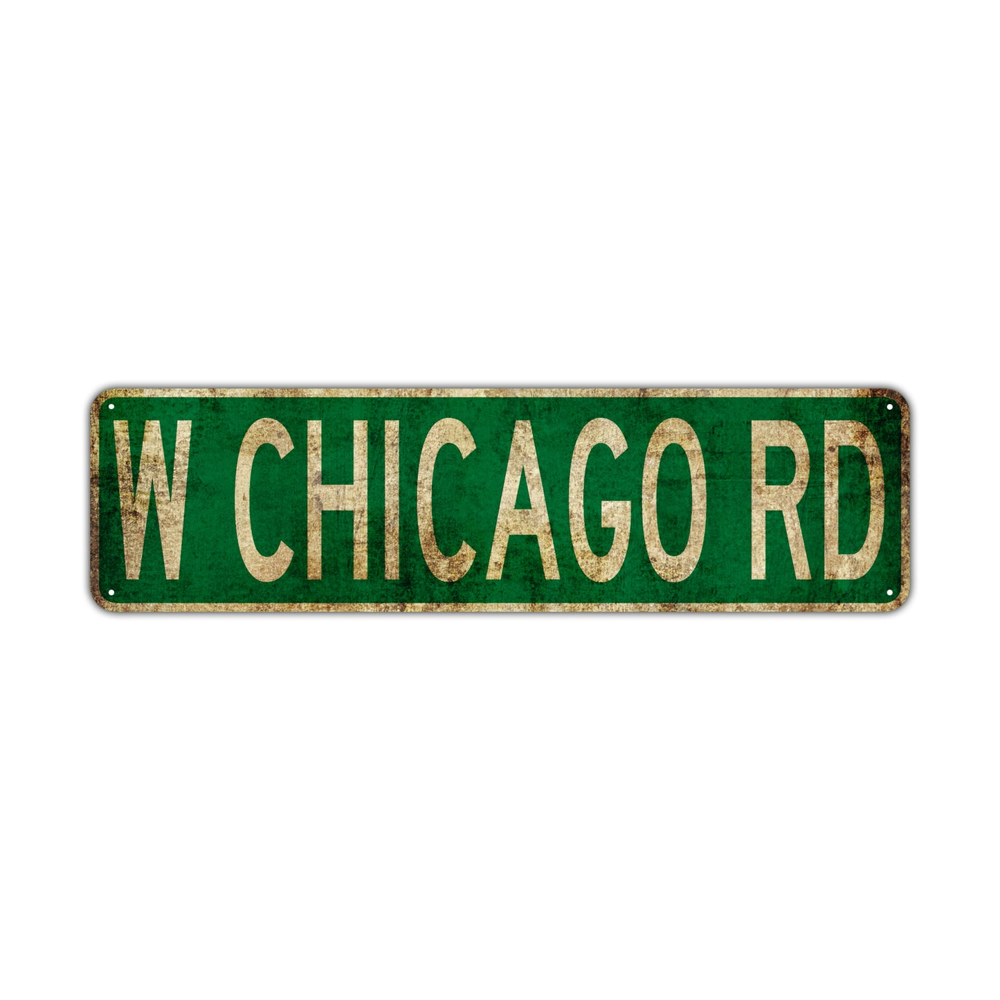 W Chicago Rd Vintage Retro Street Novelty Sign Rustic Metal Aluminum Decor Wall Man Shop Cave Bar Gift