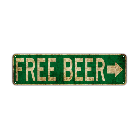 Free Beer Vintage Retro Street Novelty Sign Rustic Metal Aluminum Decor Wall Man Shop Cave Bar Gift