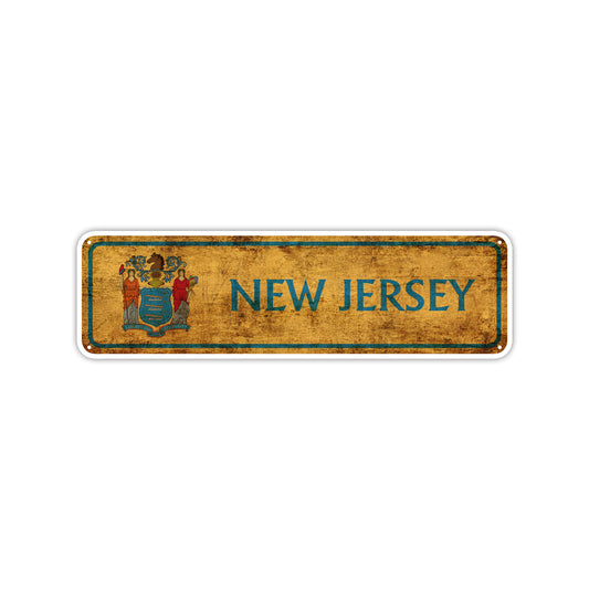 New Jersey State Country United States Vintage Retro Street Novelty Sign Rustic Metal Aluminum Decor Wall Man Shop Cave Bar Gift