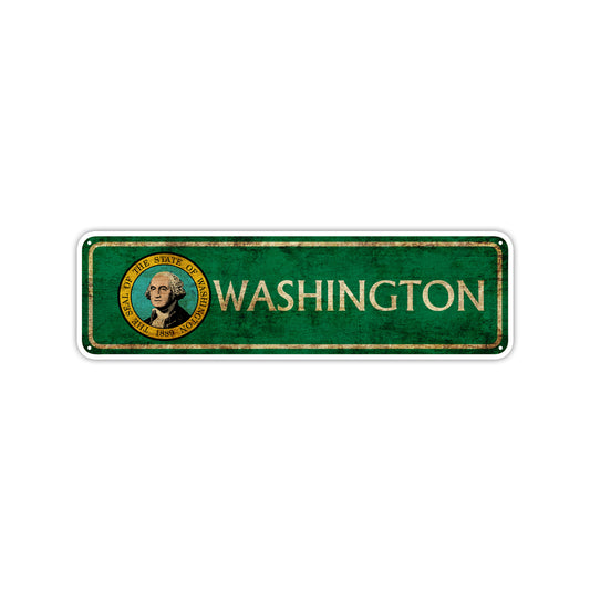 Washington State Country United States Vintage Retro Street Novelty Sign Rustic Metal Aluminum Decor Wall Man Shop Cave Bar Gift