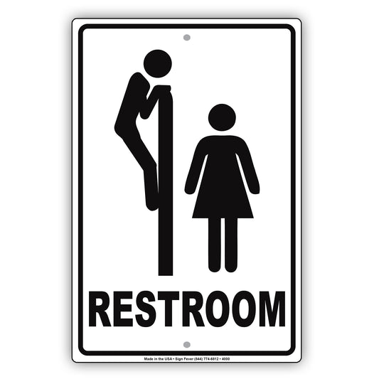 Restroom Unisex Man Peeking Humor Jokes Funny Notice Aluminum
