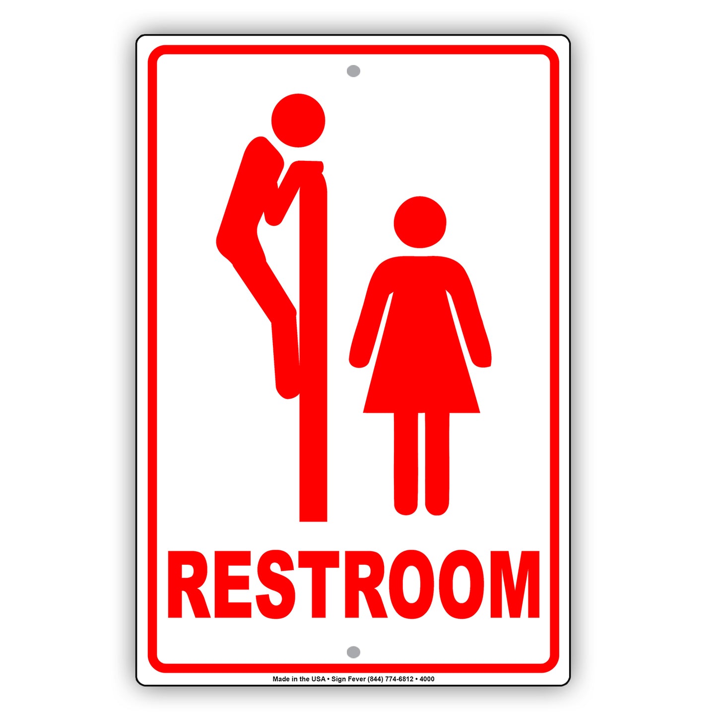 Restroom Unisex Man Peeking Humor Jokes Funny Notice Aluminum