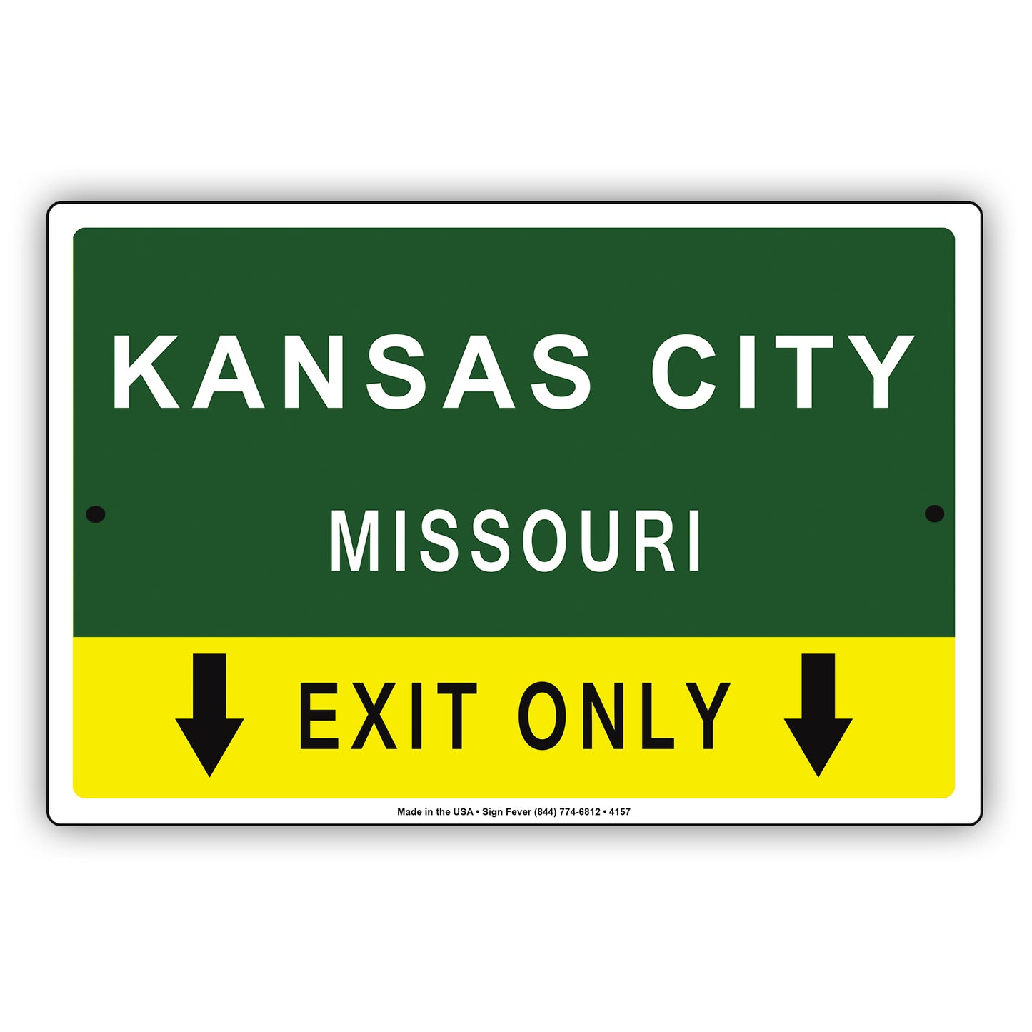 Kansas City Missouri Exit Only With Humor Jokes Funny Gags Novelty Caution Alert Warning Aluminum