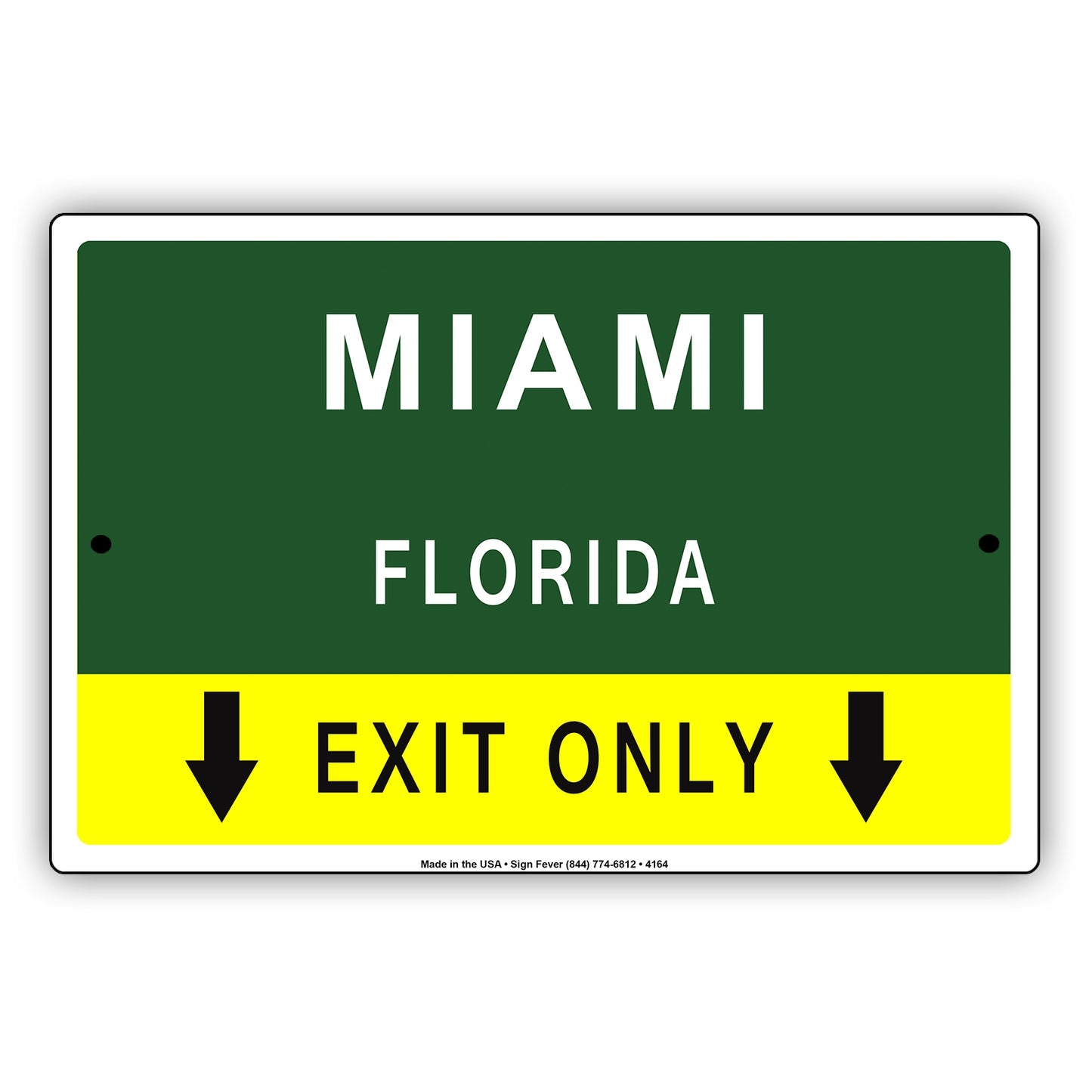 Miami Florida Exit Only With Humor Jokes Funny Gags Novelty Caution Alert Warning Aluminum