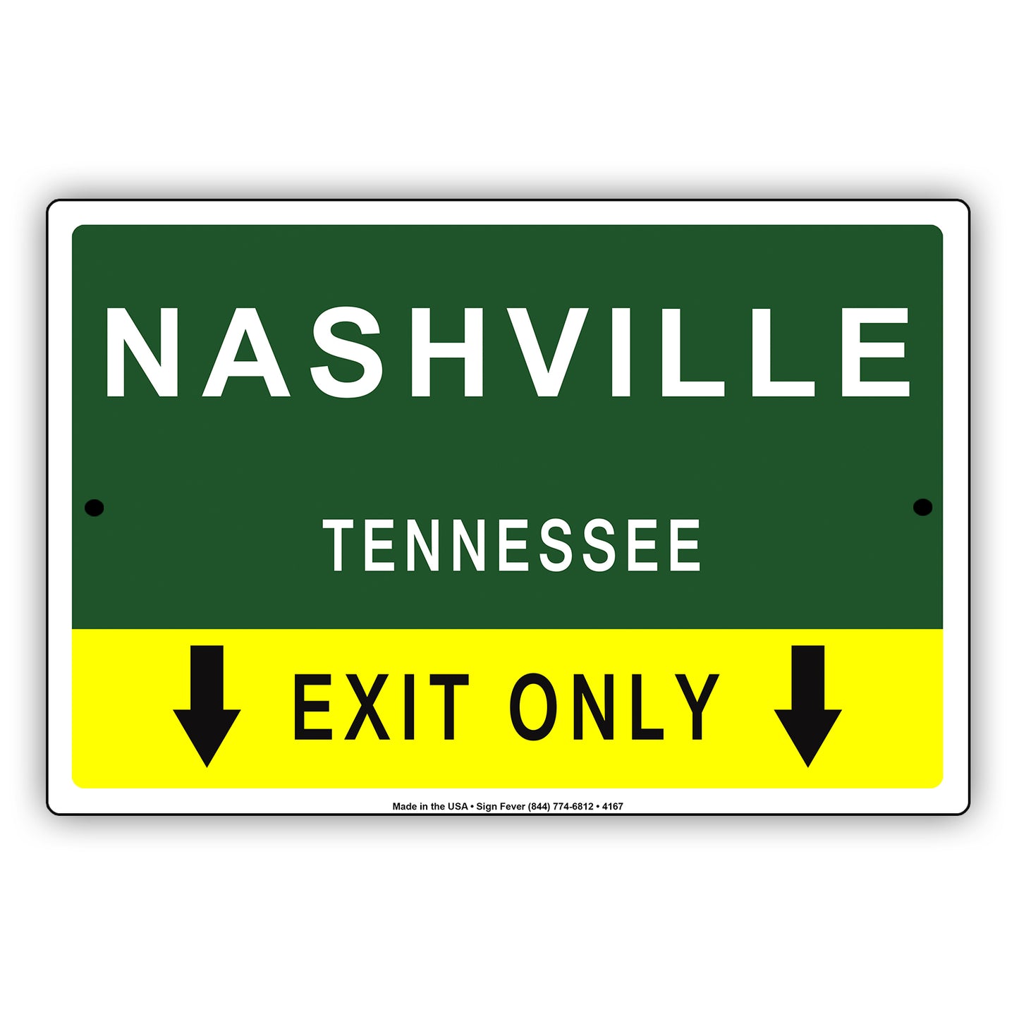 Nashville Tennessee Exit Only With Humor Jokes Funny Gags Novelty Caution Alert Warning Aluminum