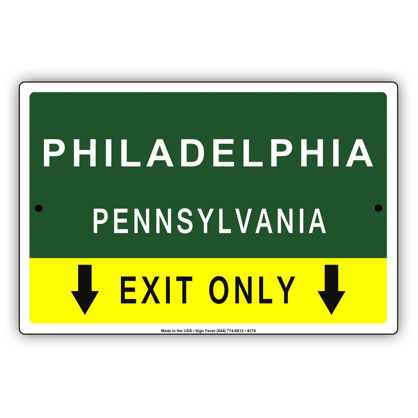Philadelphia Pennsylvania Exit Only With Humor Jokes Funny Gags Novelty Caution Alert Warning Aluminum