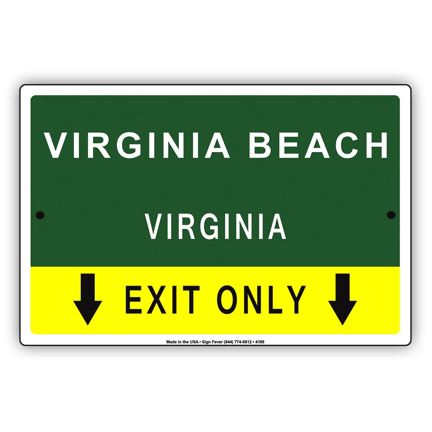Virginia Beach Exit Only With Humor Jokes Funny Gags Novelty Caution Alert Warning Aluminum