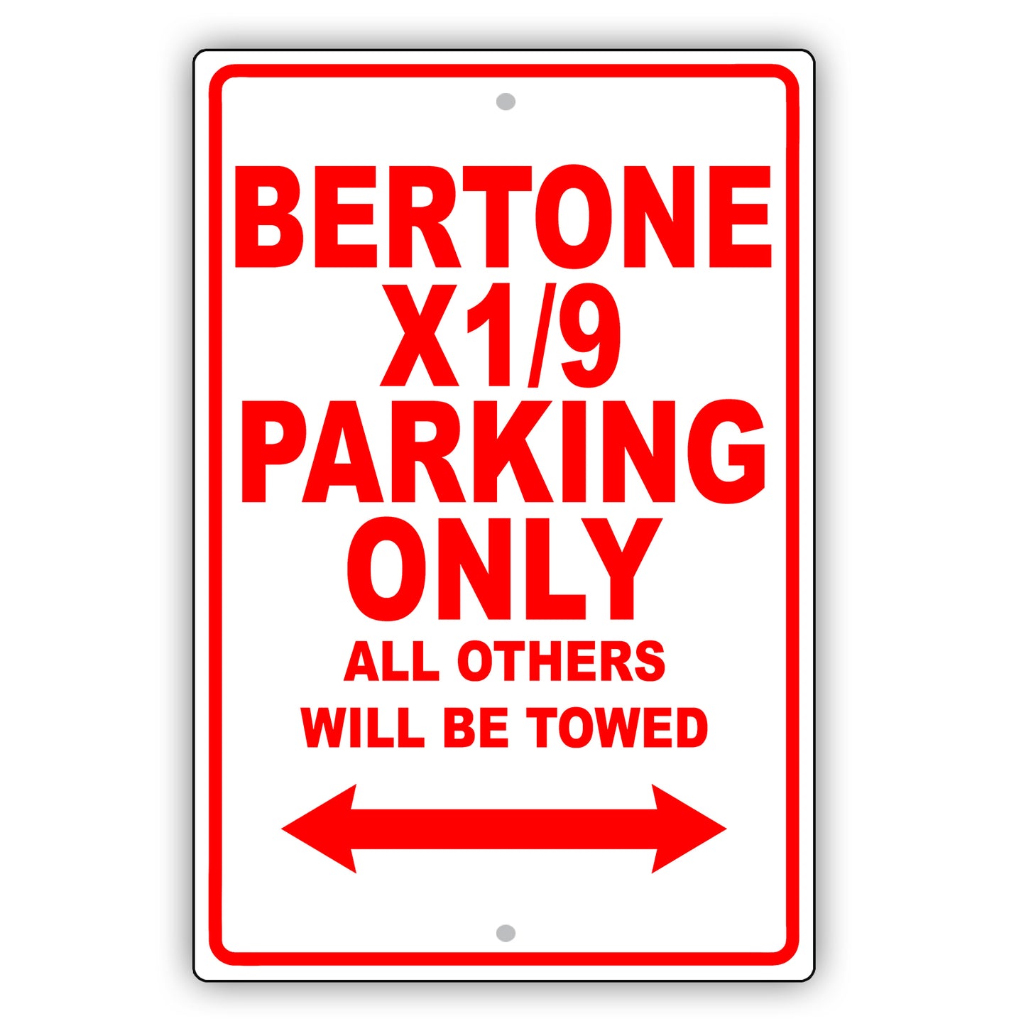 Fiat Bertone X1/9 Parking Only All Others Will Be Towed Aluminum Decor Garage Sign