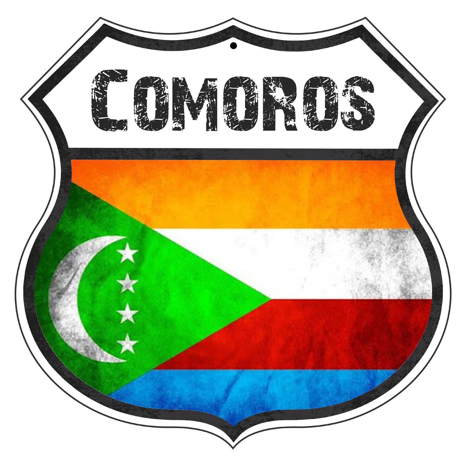 Comoros Flag Shield Sign