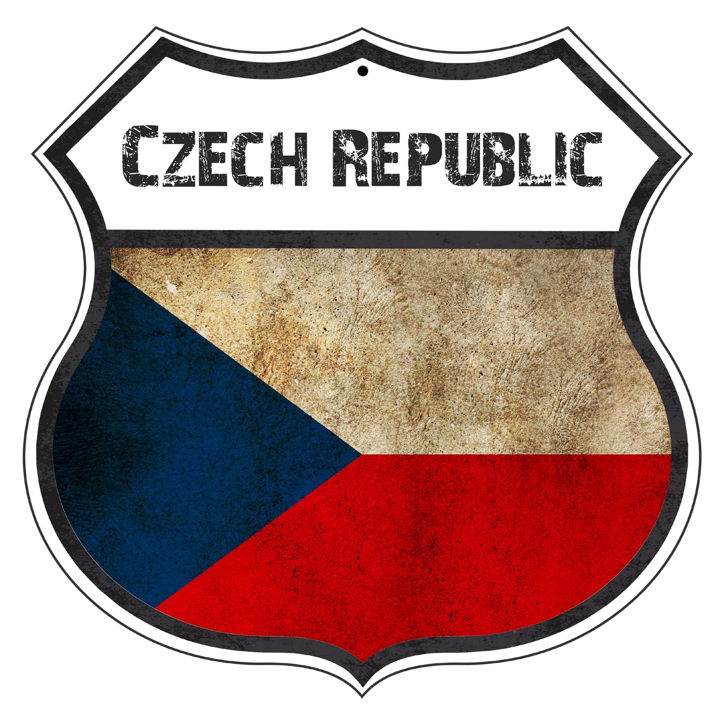 Czech Republic Flag Shield Sign