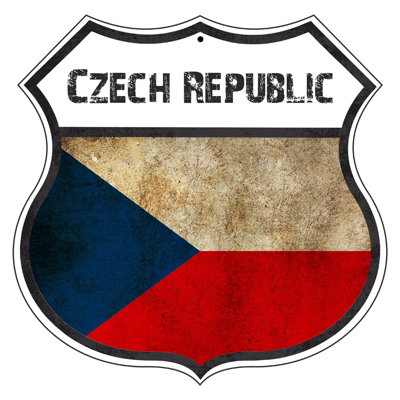 Czech Republic Flag Shield Sign