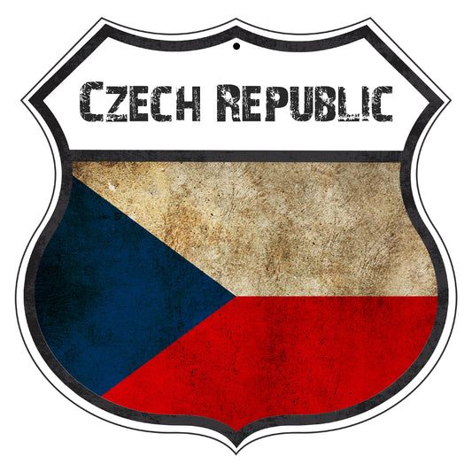 Czech Republic Flag Shield Sign