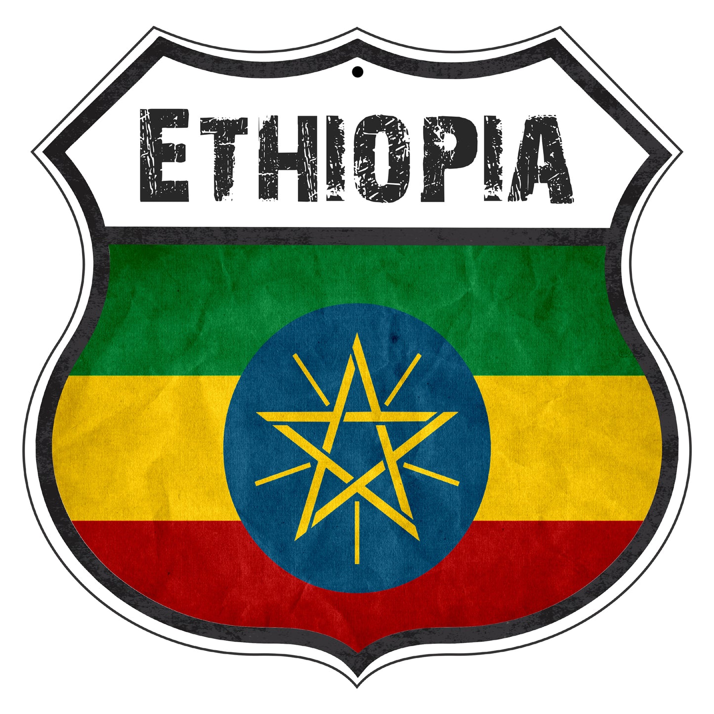 Ethiopia Flag Shield Sign