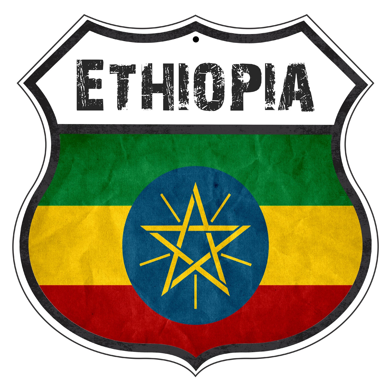 Ethiopia Flag Shield Sign