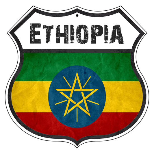 Ethiopia Flag Shield Sign