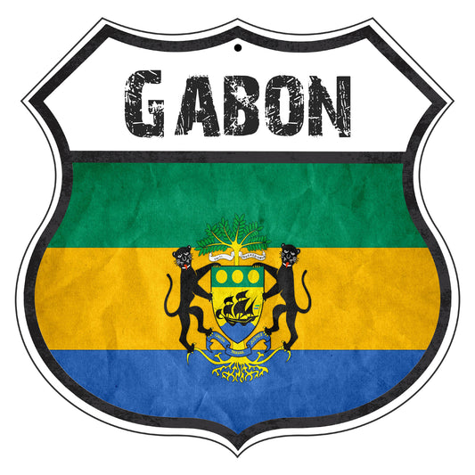 Gabon Flag Shield Sign