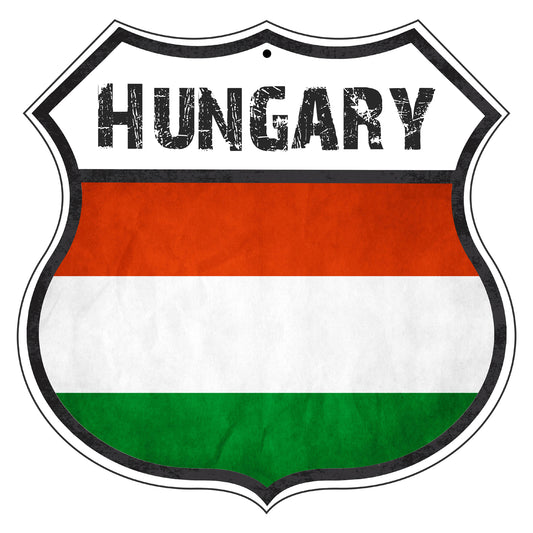 Hungary Flag Shield Sign