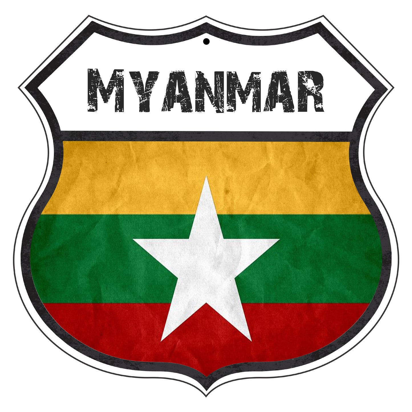 Myanmar Flag Shield Sign