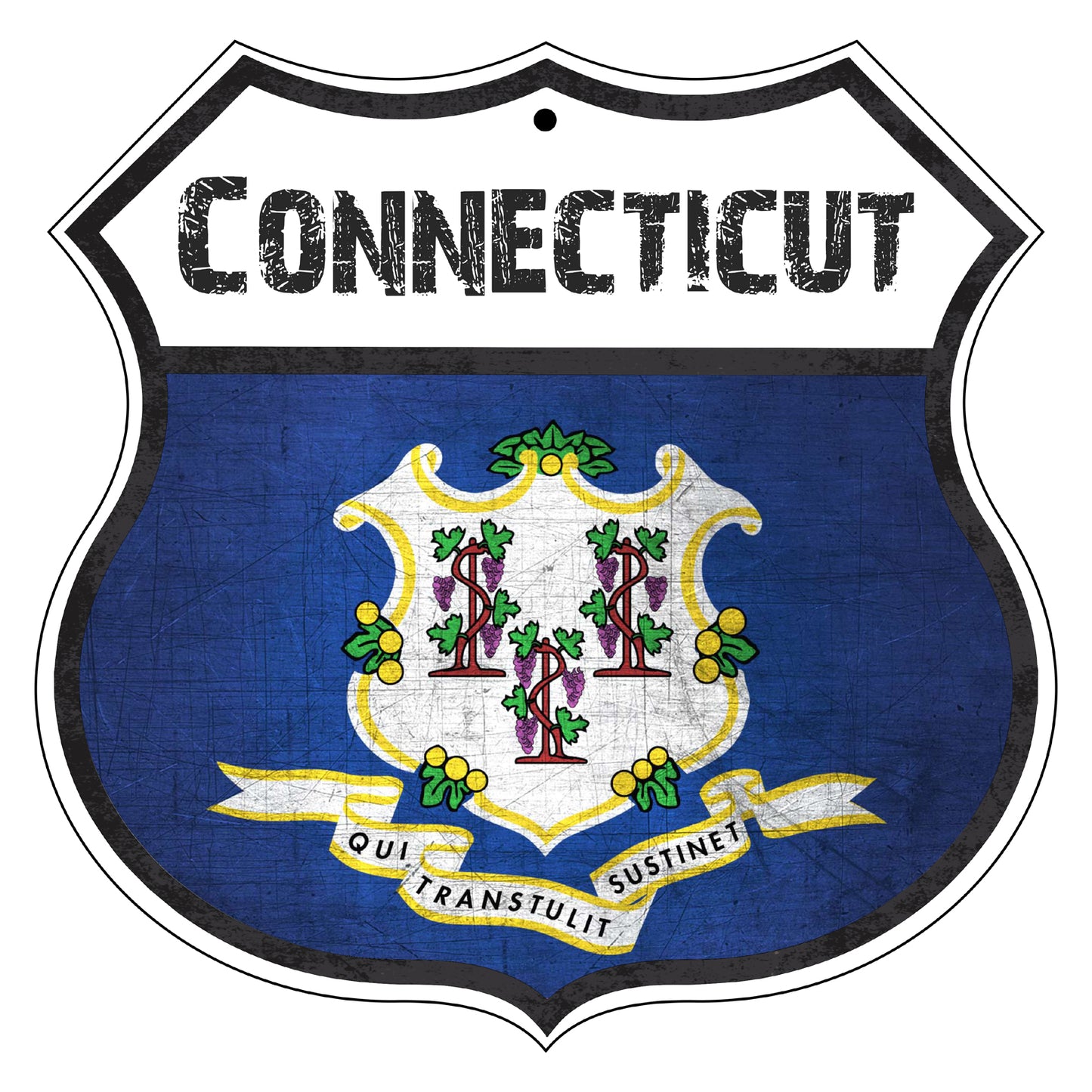 Connecticut Flag Shield Sign